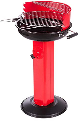 LOLAhome Barbacoa de carbón roja Aire controlado| De Ø58x84cm | Regulable 4 alturas, Doble parrilla Cocinar y Calentar, fácil montaje, fácil guardado | Para 8 comensales | Barbacoa jardín