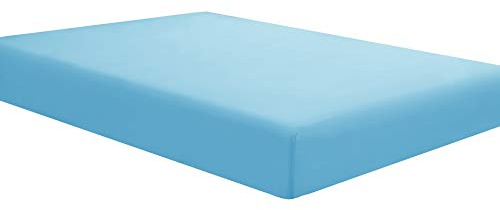 Sfoothome Single Fitted Sheet (Twin - Sky Blue) - Deep Pocket Brushed Velvety Microfiber, Breathable, Extra Soft and Comfortable - Wrinkle, Fade, Stain and Abrasion Resistant