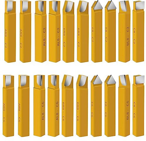 20 pc 3/8Carbide Tip Tipped Cutter Tool,Metal Lathe Cutting Tools for Metal Lathe Turning, Boring, and Chamfering