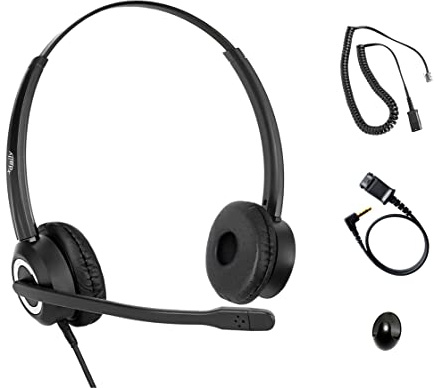 Polycom Phone Headset Noise Cancelling Mic RJ9 U10P Bottom Cable Compatible with Polycom VVX, Shoretel, Nortel Phones