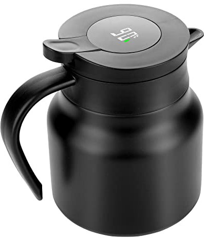 Homealexa Vacuum Teapot with Infuser, Strainers for Loose Tea, Stainless Steel Coffee Pot with Temperature Display, 800ML, Black, 2169304