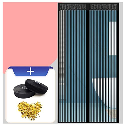 VVLXRIC Türfliegennetz Mit Magnet Mit Klettverschluss Insektenschutz für Türen Langlebig Fliegentür Magnetisch für Balkontür Wohnzimmer Schiebetür Terrassentür,100×220cm