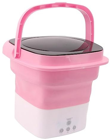 HEEPDD Mini-Faltbare Waschmaschine, Tragbare Eimer-Waschmaschine für den Haushalt, Multifunktionaler Waschmaschinen-Abflussrohr-Adapter für Babykleidung (Rosa+Weiß)