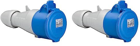 Legrand, CEE-Kupplung, 32A blau 3-polig (2P+PE), 6h (230V/16A), Schutzart IP44, IK09, 090106 (Packung mit 2)