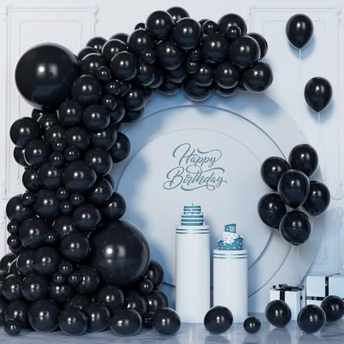 Unisun Palloncini Neri, 130 Pezzi Palloncini Neri Kit Arco Ghirlanda, 5/10/12/18 Pollici Palloncino Nero per Uomini Ragazzi Donne Ragazze Laurea Matrimonio Compleanno Festa Anniversario Capodanno