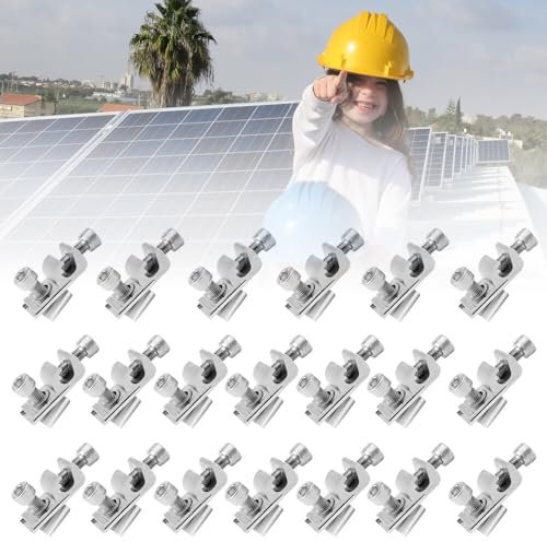 KUWUNG 20 Stück Erdungsklemme Boden Solarpanel Erdungsclip Solarmodul Montage Halterung Endklemme Kit Befestigung Für Pv Module Für Solar System Erdungsösen Befestigungen Photovoltaikanlagen