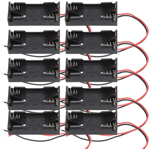 Sunicon 10st 2x 3x AAA-batterihållare Batteriströmfodral Plastlåda med sladd (2 sektioner)