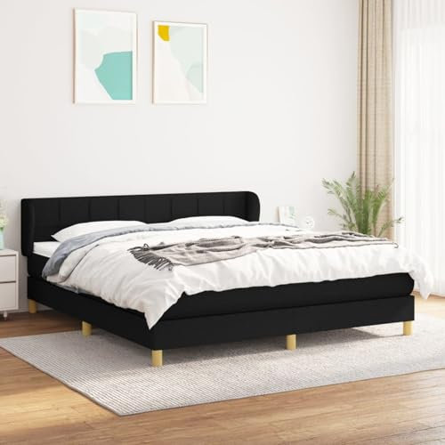 Sufrk Boxspringbett mit Matratze Schwarz 180x200 cm Bett Boxspringbett Bett Mit Matratze Bettgestel Boxspringbetten Stoff - 3126823