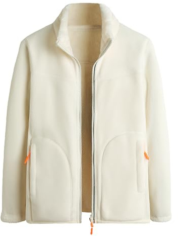 BWBIKE Femmes Warm Zip Up À Manches Longues Douce Polaire Fuzzy Polaire Veste Polaire Double Doublée Loisirs De Plein Air Réversible Manteau Pour Automne Hiver