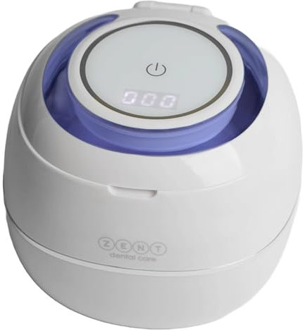 ZENT Ultrasonic Cleaner 42 kHz Ultraschallreiniger, Ultraschallreinigungsgerät für Zahnschiene Zahnprothesen Schmuck, Schnelle Reinigung in 5 Minuten, Ultraschallbad, mit UV-Desinfektion, 0.2l