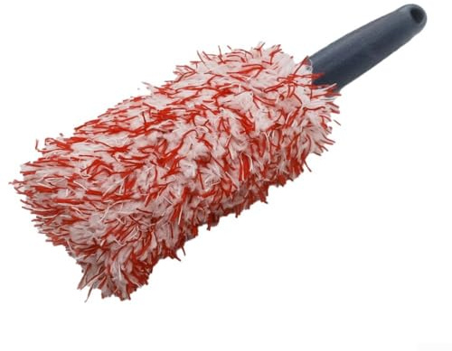 Cepillo de microfibra para llantas de coche con mango ergonómico para limpiar neumáticos, ruedas y zonas de difícil acceso del vehículo con