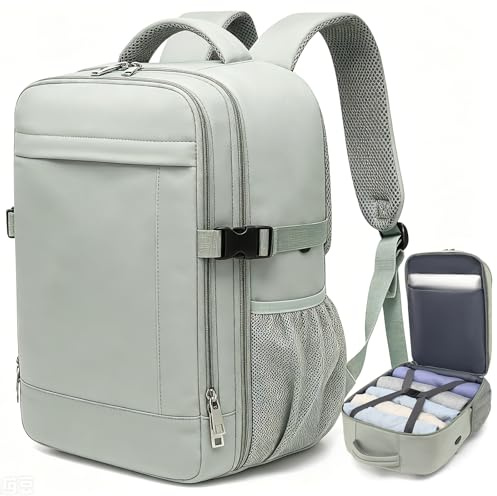 Lossga Travel Backpack, 18x14x8 Waterproof Airline Approved Personal Item Carry On Backpack, Green, 30L US, 1