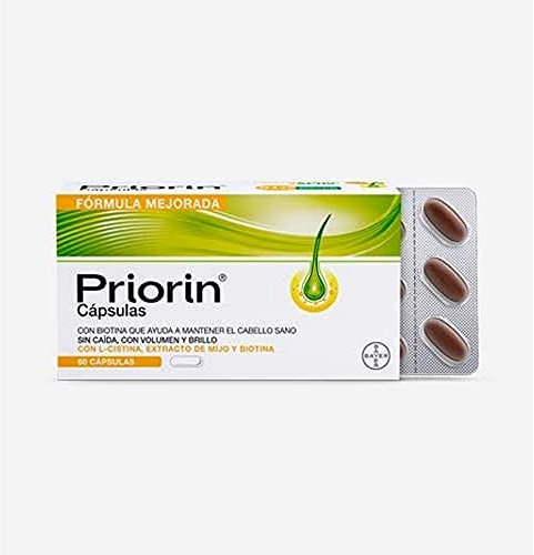 Priorin Cápsulas Complemento Alimenticio con Biotina, L-Cistina, Extracto de Mijo y Ácido Pantoténico, para Mantener un Cabello Sano, 60 Cápsulas
