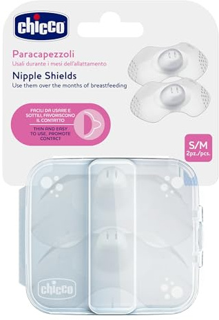 Chicco Pezoneras de Lactancia, Silicona, Protector de Pezón, Tetina Anatómica, Contacto Natural con la Piel, Laterales Silicona Suaves y Perfiladas, Talla S/M, 2 Unidades, Blanco