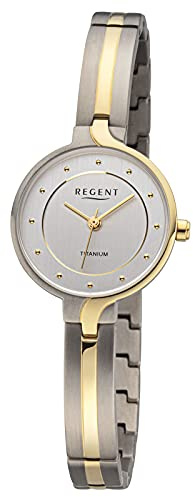 Regent Damen Armbanduhr aus Titan in der Farbe Grau-Gold 26mm, Wasserdichtigkeit: 3Bar, 12290499
