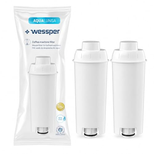 Wessper Wasserfilter Kartuschen Aqua Lunga Kompatibel mit Delonghi Kaffeevollautomat DLSC002, SER3017 & 5513292811 - ECAM, ESAM, ETAM, SECAM - 2er Pack