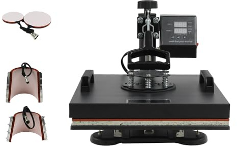 wowsubli 5 in 1 Heat Press Machine,Digital Control Multifunctional Sublimation Printing 38x38cm for T-Shirt Mug Hat Plate
