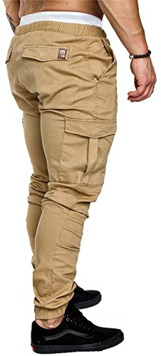 Generisch Arbeitslatzhose Herren Bundeswehr Karierte Stretchhose Baggy Gothic Fischerhose Sportbekleidung Arbeitshosen Männer Beige M