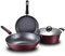 KOHARA Kochgeschirr, 3-teiliges Kochgeschirr-Set, Antihaft-Kochgeschirr, Bratpfanne, Kochtopf und Pfanne, Kochtopf mit Glasdeckel