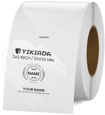 YIKIADA transparent hjärta termoetiketter vinyl 50 mm självhäftande rulle presentklistermärken vattentät klar termoklistermärken för logotyp streckkod bröllop årsdag alla hjärtans dag 300 stycken