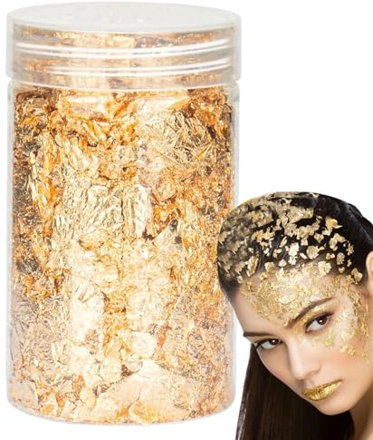 Copos de lámina dorada para manualidades, hojas de papel de oro simuladas de metal dorado, hoja decorativa de lámina dorada de 10 g, versátil para limo, pintura, uñas,