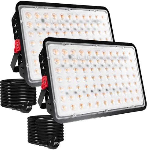 Indmird 200W LED Strahler Außen, 2 Stück Superhell 20000LM Led Strahler Warmweiß 3000K Leds Scheiwerfer Flutlicht IP66 Wasserdicht LED Außenstrahler für Innenhof Auffahrt Korridor Rasen