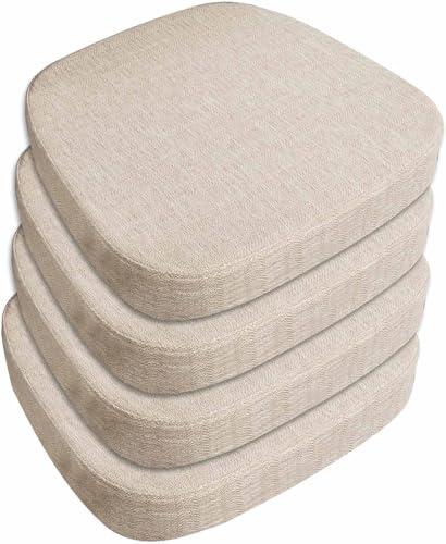 SDNAM Pack de 2/4/6 Cojín para Silla de Comedor de Cocina Oficina con Antideslizante 43X40cm/40X38cm/43X42cm, Cojín de Asiento Suave para Taburete, jardín, Interior, Exterior,Hogar(#5,4pcs 40x38x5cm)