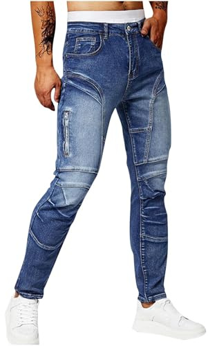 2025 Jeans Homme Regular Stretch Coupe Slim Pantalon de Travail Couleur Pure Basique Décontracté Offre de Printemps Ete Pantalons de Jogging en Denim Sport Jean Pants Cadeau Futur Papa
