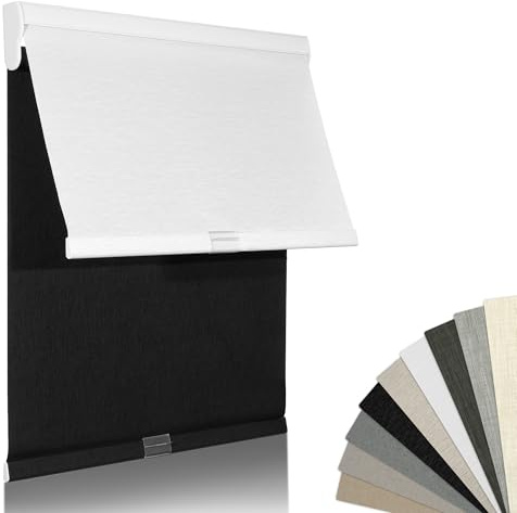 MoDanCeQ Cordless Dual Roller Shades for Windows with Valance, 2 in 1 Double Roller Shades Blackout and Light Filtering Blinds, Day Night Blinds for Home,Office, Custom Fabric, Custom Size