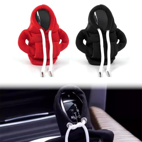 LACHT 2 Pcs Sudadera Con Capucha Para Palanca De Cambios, Sudadera Con Capucha Para Decoración Interior Del Coche, Funda Para Palanca De Cambios De Coche