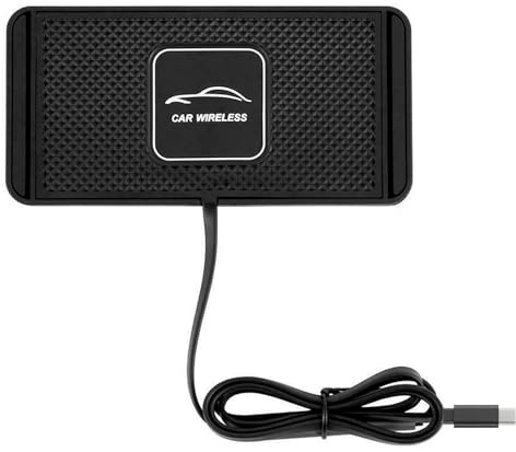 VOBOR Snabbladdningsmatta, 10 W bil Qi halkfri induktiv laddningsstation, trådlös billaddningsplatta med 1 m kabel, mobiltelefonhållare stativ för Samsung (TypeC)