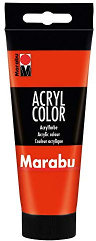 Marabu 12010050006 - Acryl Color zinnoberrot 100 ml, cremige Acrylfarbe auf Wasserbasis, schnell trocknend, lichtecht, wasserfest, zum Auftragen mit Pinsel und Schwamm auf Leinwand, Papier und Holz
