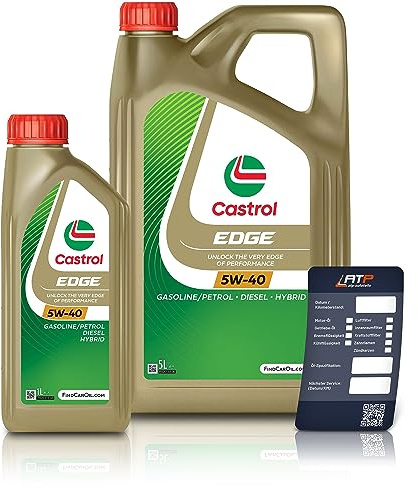 Castrol Edge Titanium FSTTM Lot de 2 bidons d’huile moteur 5W-40 1 litre + 5 litres = 6 litres, incl. Support de vidange d’huile Castrol ; Spécifications / autorisations : ACEA C3; API SN/CF; VW 502 00 / 505 00 / 505 01; BMW Longlife-04 ;