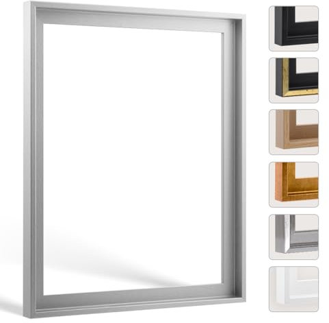 Bildershop-24 Schattenfugenrahmen Lemgo für Keilrahmenbilder und Leinwände 80x100cm Silber Alu geschliffen Dekor