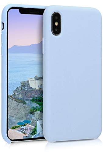 kwmobile Hülle kompatibel mit Apple iPhone X Hülle - Silikon Handy Case - Handyhülle weiche Oberfläche - kabelloses Laden - Hellblau matt