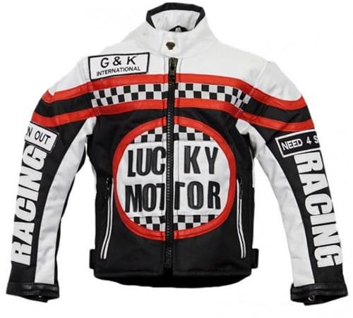 MDM - Giacca da motociclista per bambini, colore: nero/bianco nero/bianco. 3XL