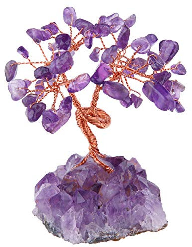 KYEYGWO Geld Baum umwickelt auf Crystal Base Bonsai Skulptur Figur für viel Glück