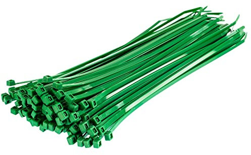 GTSE Green Cable Ties, 300mm x 3.6mm, Pack of 100, 12” Premium Nylon Zip Ties, Multi-Purpose Plastic Tie Wraps, Secure Self-Locking Mechanism, for Home, Garden, Office and DIY