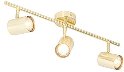 Qazqa - Modern Ceiling Lamp I Ceiling Flush Light Brass 3-Light Adjustable - Jeana- - Modern - Suitable for LED GU10 | 3 Way Light - Steel Surface-Mounted spotway Light - Suitable for Living Room I