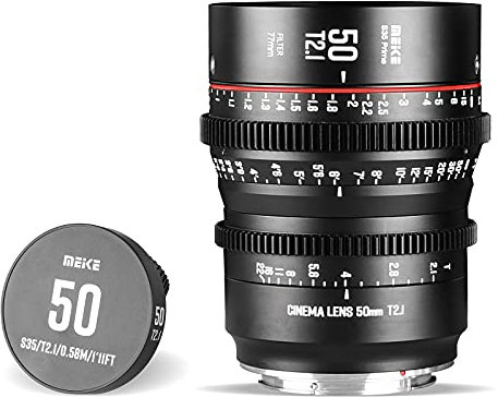 MEKE 50mm T2.1 Super 35 Prime Manual Focus Cinema Lens for EF-Mount Cine Camera Compatible with Canon C200 C300 II, RED Komodo, BMPCC 6K, Z CAM E2-S6 BMPCC 6K Pro