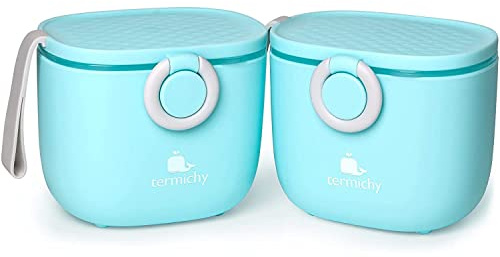 Termichy mjölkpulver portionskopp, mjölkpulverdispenser, 250 g lufttät bärbar mjölkpulverbehållare för resor, med skrapa och sked (blå, 2 stycken)