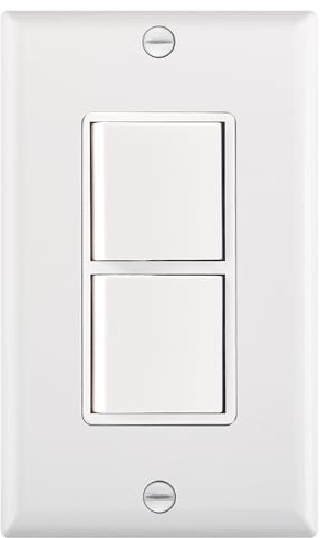 Wengart Duplex Rocker Combination Decorator Switch,120VAC 15Amp,Ground Terminal,Residential/Commercial Grade,2 Individual Switches,UL Listed,Wall Plate is Included,Pack of 1