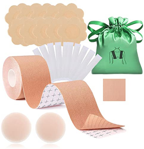 POMAMZ Brust Boob Tape,Body Tape Lift Up BH,Klebe BH Tape mit Nippelpads,Brust Tape für Grosse Brüste,Breast Tape für Abendkleider, Hochzeitskleid,Ballkleid