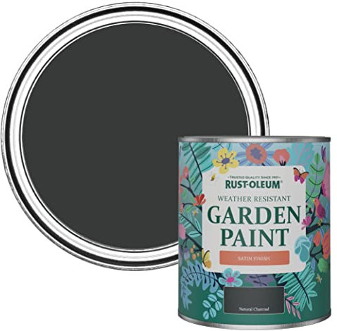 Rust-Oleum Black Mould-Resistant Garden Paint In Satin Finish - Natural Charcoal - (BLACK) 750ml