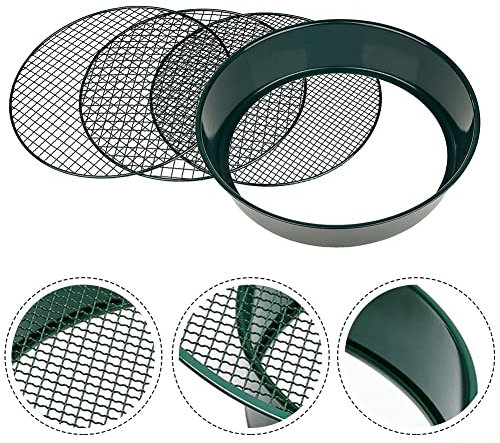 PETSTIBLE 3-in-1 Metall-Erdsieb, Gartensieb, tiefer Boden, Kompoststein, Sieb, Pfanne, Netzfilter, Gartenwerkzeug, 37 cm Durchmesser
