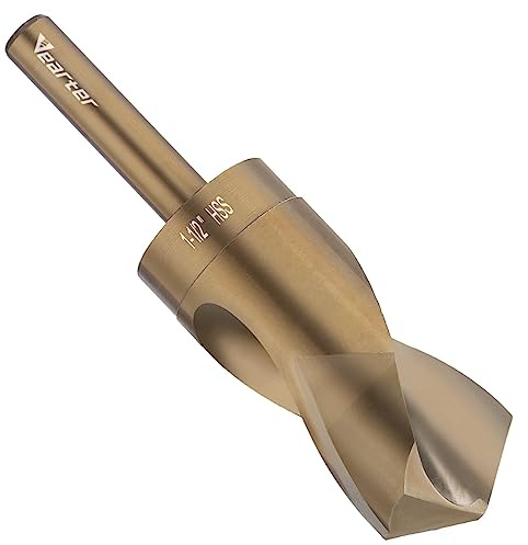 Vearter 1-1/2'' Twist Drill Bit, HSS M2 Quick Change Jobber Drill Bit with 1/2'' Round Shank, 118 Degree Split Point, Ideal for Steel, Copper, Aluminum, Zinc Alloy, Wood and Plastic