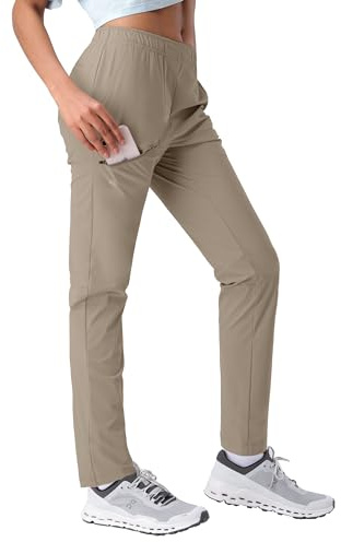 Pioneer Camp Pantaloni da jogging da donna, leggeri, per il tempo libero, traspiranti, ad asciugatura rapida, pantaloni sportivi UPF50+ con 3 tasche, cachi, M