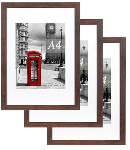 Scholar Tree Lot de 3 Cadres Photo A4 avec Support, Cadre Photo A4, Cadre Photo A4, Cadre pour Poster A4, Cadre A4, Cadre pour Certificat, autoportant et Montage Mural