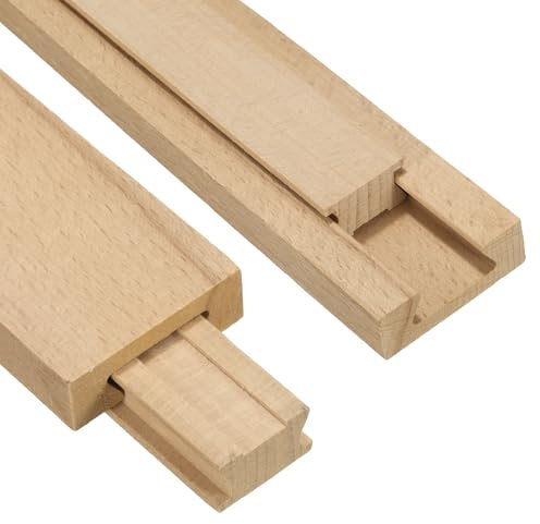 sourcing map 4 Set Wooden Drawer Slides, 9-7/8 (25 CM) Classic Wood Center Guide Track with Slide Glide Bracket, Wood Drawer Glides Bottom Rails Replacement Kit