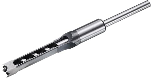 sourcing map Broca de agujero cuadrado para madera de 12 mm, cincel hueco, herramienta de corte de espolón, acero de alto carbono para carpintería